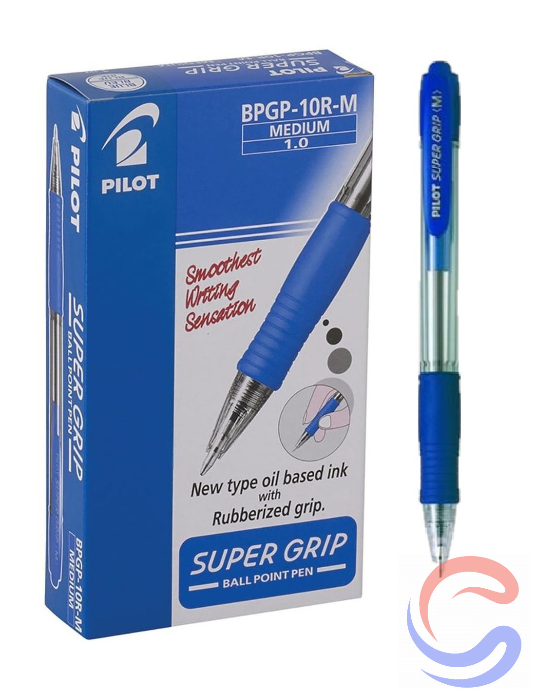 Bolígraf Pilot Super Grip BPGP-10R 1,0mm Caixa 12u - Negre/Vermell/Blau/Verd/Rosa/Blau Clar