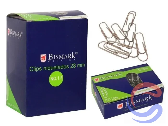 Clips Labiats Niquelats Bismark Nº1,5 28mm Caixeta 100u