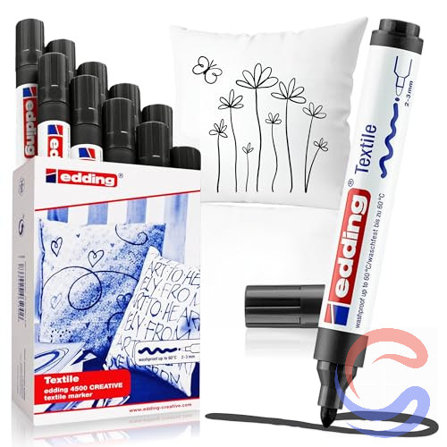 Marcador Tèxtil Edding 4500 Negre Pack 10u - Punta Rodona 2-3mm