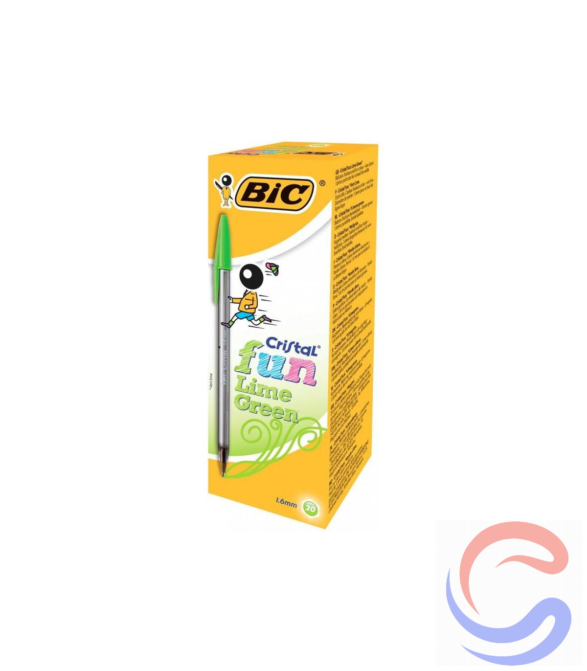 Bolígraf BIC Cristal Fun Punta Gruixuda 1,6mm Caixa 20u - Turquesa/Rosa/Violeta/Verd Lima