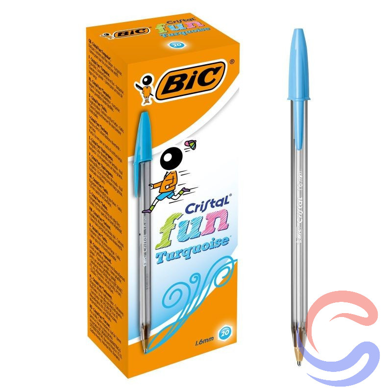 Bolígraf BIC Cristal Fun Punta Gruixuda 1,6mm Caixa 20u - Turquesa/Rosa/Violeta/Verd Lima