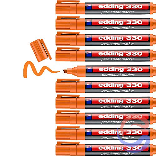 Marcador Permanent Edding 330 Punta Bisell 1-5mm Pack 10u - Negre/Blau/Vermell/Blau Clar/Rosa/Verd