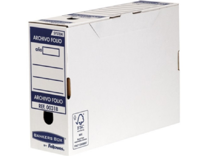 Caixa Arxiu Automàtica Fellowes Folio 100mm Blanc/Blau Pack 10u