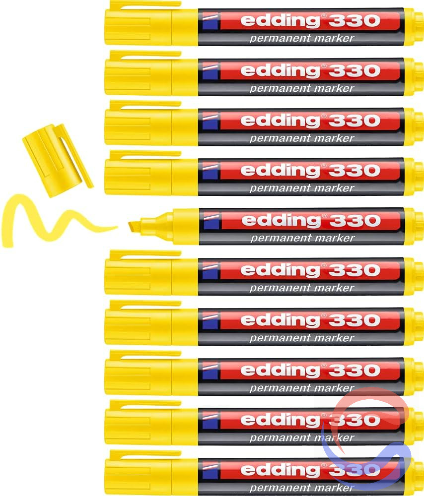 Marcador Permanent Edding 330 Punta Bisell 1-5mm Pack 10u - Negre/Blau/Vermell/Blau Clar/Rosa/Verd