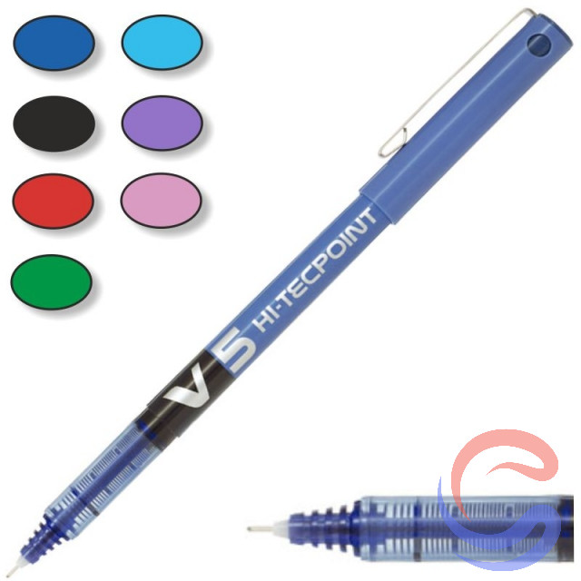 Retolador Pilot Hi-Tecpoint V5 0,5mm Caixa 12u - Negre/Blau/Verd/Vermell/Violeta/Blau Clar/Rosa