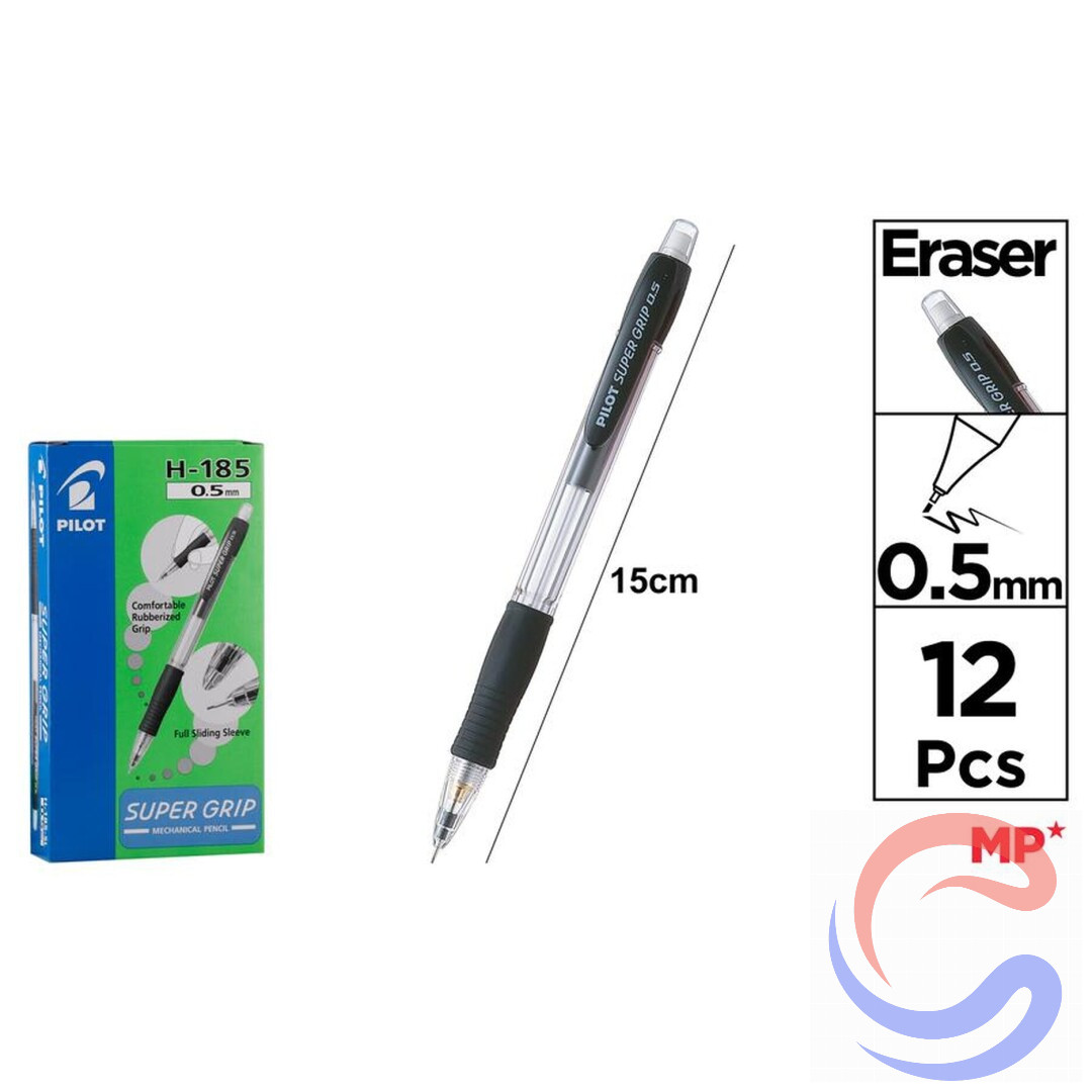 Portamines Pilot SuperGrip H-185 0,5mm Caixa 12u - Negre/Vermell/Blau Clar/Rosa/Verd