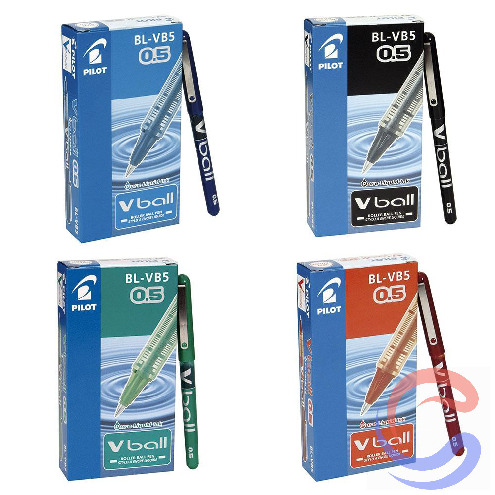 Bolígraf Pilot V-Ball BL-VB5 0,5mm Pack 12u - Negre/Vermell/Blau/Verd